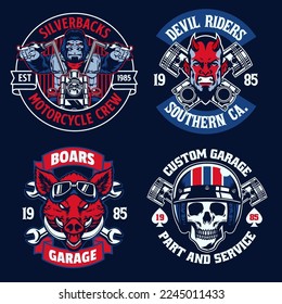 Set Motorcycle Club Badge Collection