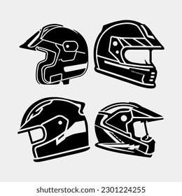 set of Motorcycle helmet vector icon set. Racing team helmet vector illustration