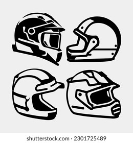 set of Motorcycle helmet vector icon set. Racing team helmet vector illustration