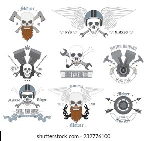 Set  motorcycle labels, badges and design elements. Vector,