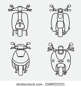 set of motorcycle with outline style, good for icon, symbol, coloring page, coloring book, element design, etc