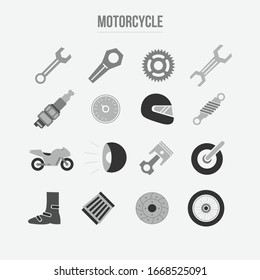 Set of motorcycle related line icons