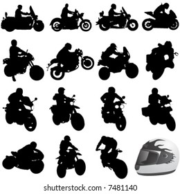 set of motorcycle vector