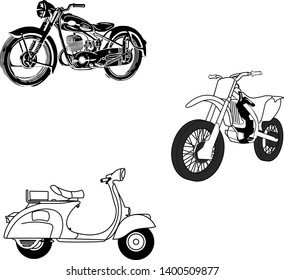 Set of motorcycle and vector transport art