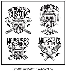 Set of motorcycle vintage style emblems, logo ,tattoo and prints