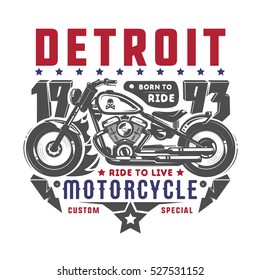 Set of motorcycle vintage style emblems, logo ,tattoo and prints for t shirts.