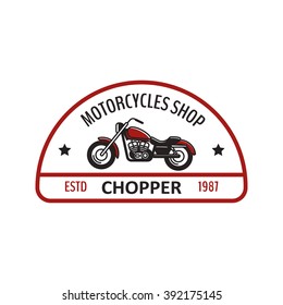 Set of motorcycles shop, club, repair emblems ond logo.