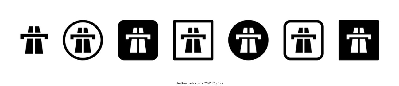 Set of motorway vector signs. Freeway or autobahn icons. Highway symbols.