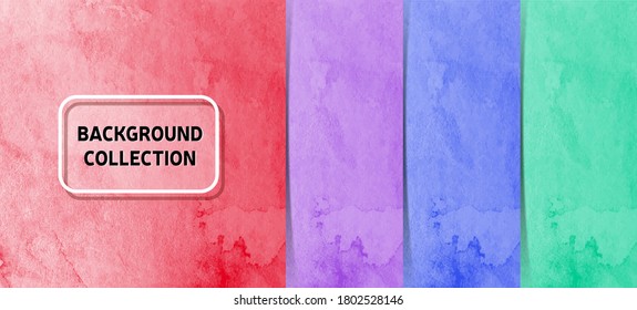 Set of mottled background with colorful watercolor effect design