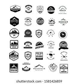 Set of Mountain and Adventure Badges Logo