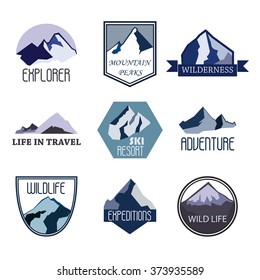 Set of mountain adventure and expedition logo badges collections. Travel emblems vector EPS10