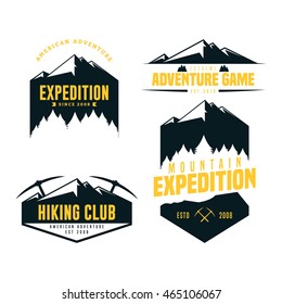 Set of Mountain adventure logo badge