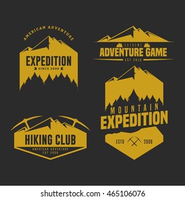 Set of Mountain adventure logo badge