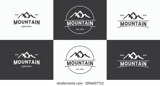 conjunto de colección vectorial de diseño de logotipo de aventura de montaña