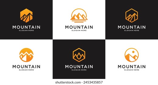 Set of mountain adventure logo design inspiration