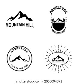 set mountain adventure logo vintage retro vector design