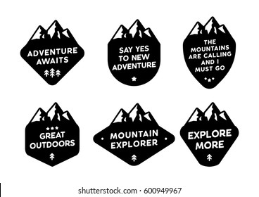 set of mountain badge with quotes isolated in white background