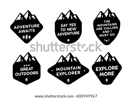 set of mountain badge with quotes isolated in white background