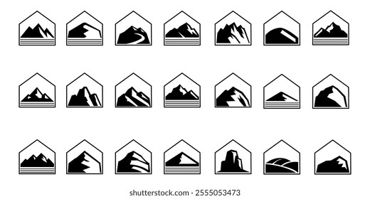 set of mountain badge vector design