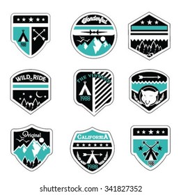 Set of mountain badges and logo patches
