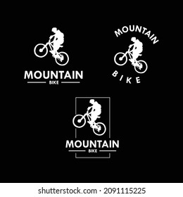 Set of mountain bike logo design template