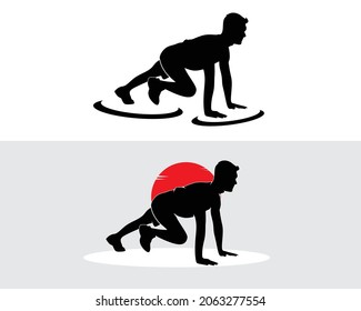Set mountain climber silhouette vector design logo