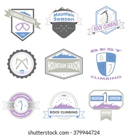 Set of mountain and climbing logos 