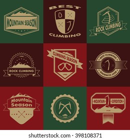 Set of mountain and climbing logos