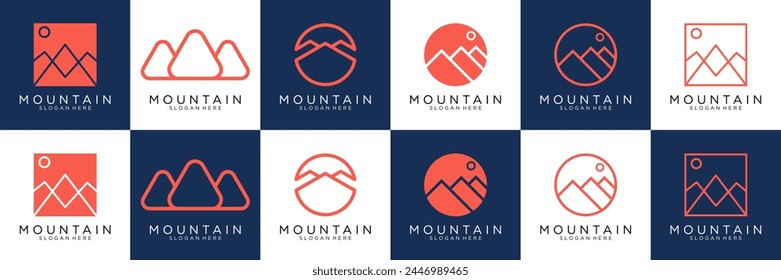 set of mountain combination letter m abstract logo design	
