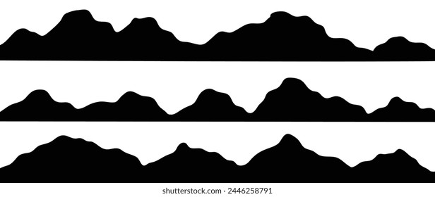 Set of mountain dark silhouette vector. Mountain black wallpaper, luxury landscape element . Hand drawn illustration design for cover, banner, packaging design, fabric, print, interior decor.