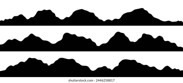 Set of mountain dark silhouette vector. Mountain black wallpaper, luxury landscape element . Hand drawn illustration design for cover, banner, packaging design, fabric, print, interior decor.