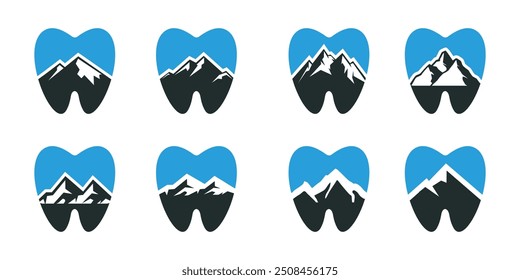 SET Mountain Dental  Logo Concept ABSTRACK VECTOR
