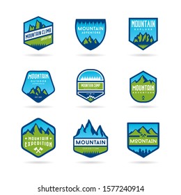 Set of Mountain Expedition Colorful logo Badges.