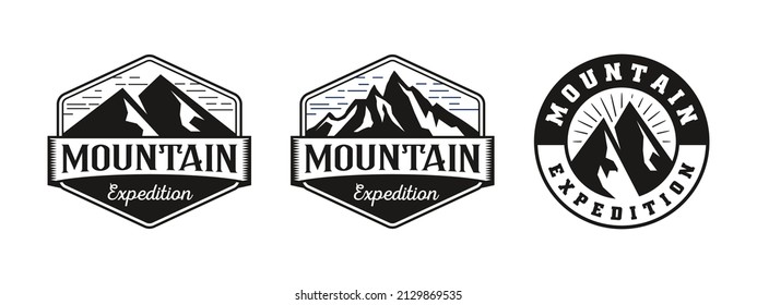Set of mountain expedition Logo design vector illustration