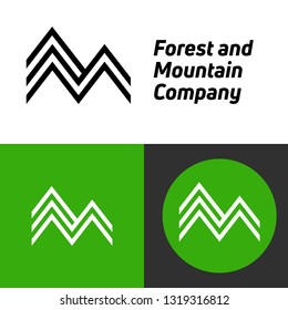 set of mountain forest outline logo design template for multi business and company purpose