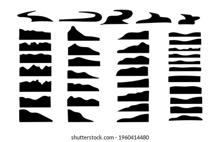 Set of mountain hand drawn illustrations for wall decoration, postcard or brochure cover design. Hand draw vector design elements. Vector EPS10.