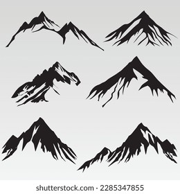 set of mountain hills collection vector