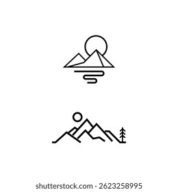 set of mountain icon design illustration