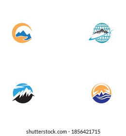 Definir diseño de la ilustración de la plantilla de logotipo de icono de montaña
