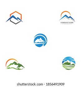 Definir diseño de la ilustración de la plantilla de logotipo de icono de montaña