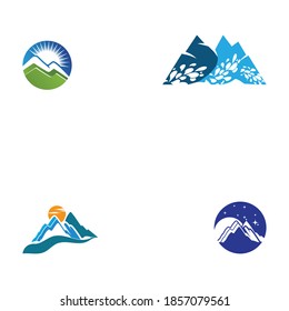 Definir diseño de la ilustración de la plantilla de logotipo de icono de montaña