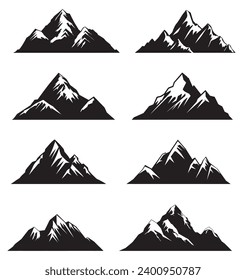 set of mountain icons, beautiful rocks