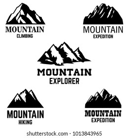 Set of mountain icons isolated on light background. Design elements for logo, label, emblem, sign. Vector illustration