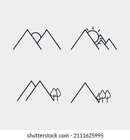 Satz von Bergsymbolen Vektor. Vektorgrafik- und Logo-Design-Elemente.