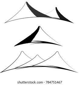 set of mountain illustration design logo icon sign label isolated background