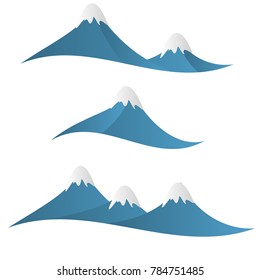 set of mountain illustration design logo icon sign label isolated background