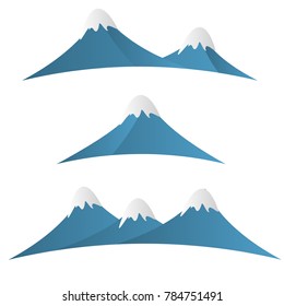 set of mountain illustration design logo icon sign label isolated background