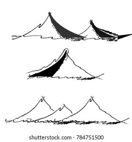 set of mountain illustration isolated background vector