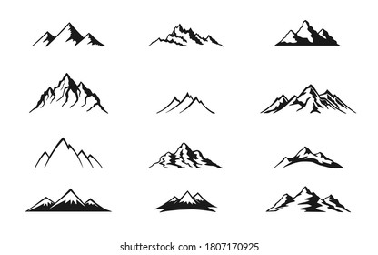 Set of mountain isolated on white background. Hand drawn vector illustration.