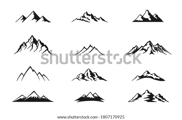 Set Mountain Isolated On White Background Stock Vector (Royalty Free ...